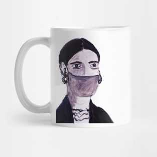 Woman wearing a mask Mug